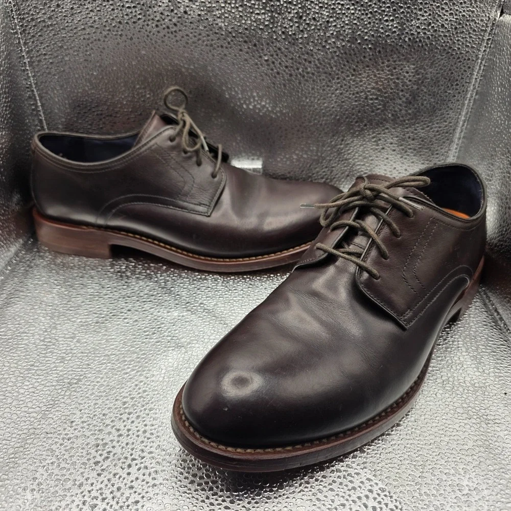 Cole Haan Grand Plain Toe Oxfords Brown Leather Mens Size 9.5 Dress Shoes C11659
